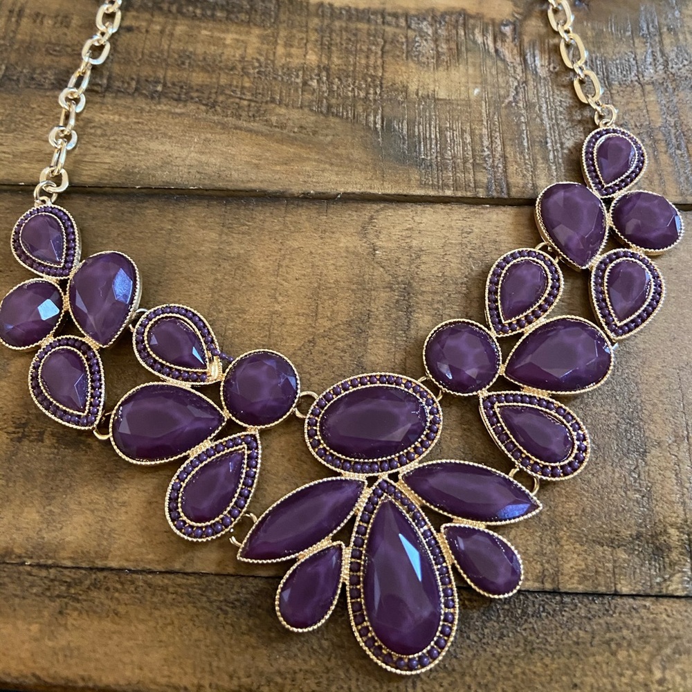 Plum and gold statement necklace